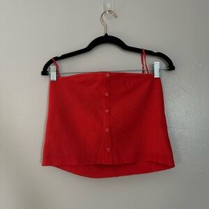 American Eagle Outfitters Red Ribbed Sweater Tube Top XL